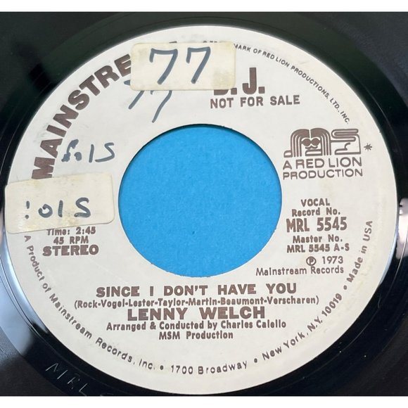 Lenny Welch Since I Don't Have You 45 Soul Promo Mainstream 5545 1973 - Picture 1 of 4
